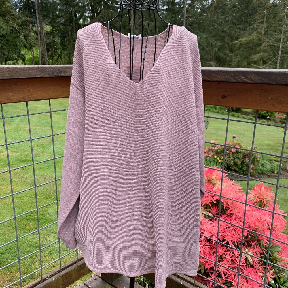NWT Ella Moss Women's size XXL Mauve Long Sleeve V-neck Pullover Tunic